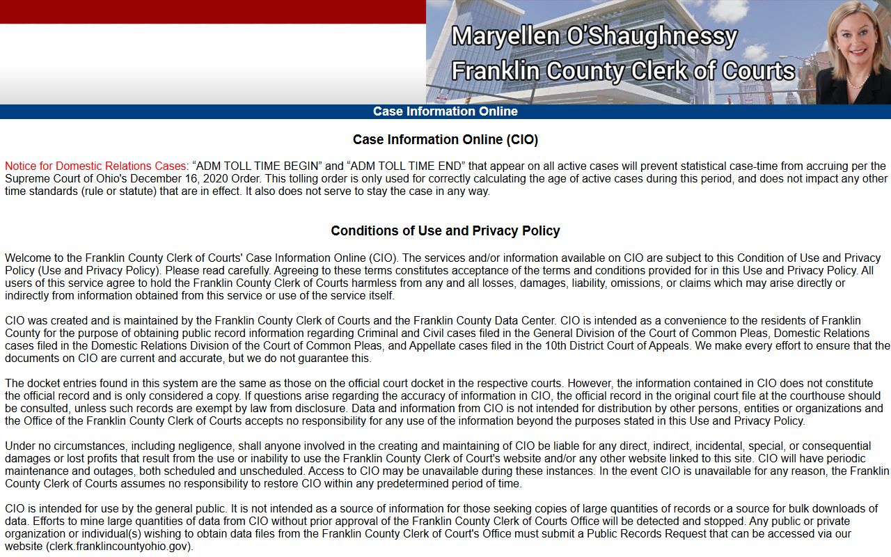 Columbus marriage records Franklin County case search system