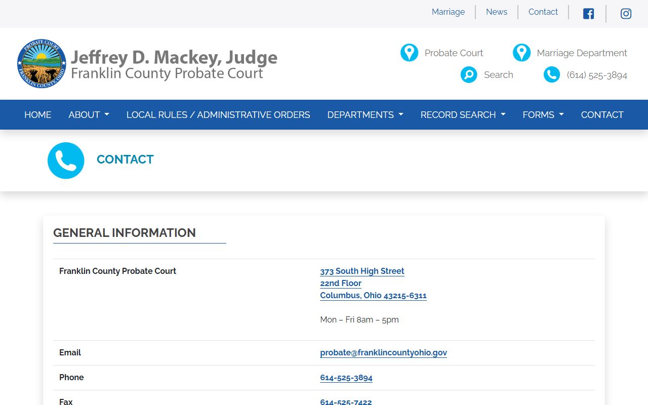 Columbus marriage records Franklin County Probate Court portal