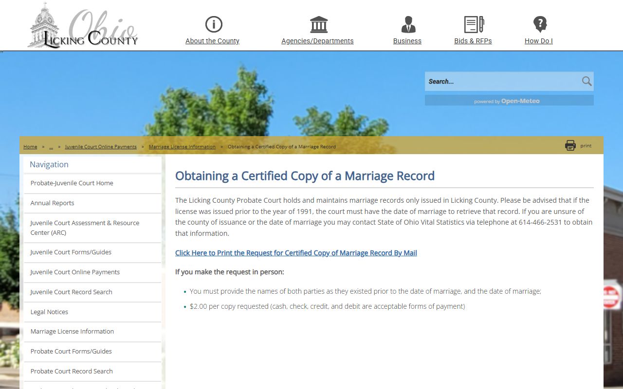Newark marriage records Licking County Probate Court page