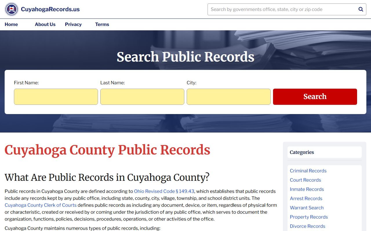 Cuyahoga County public records portal