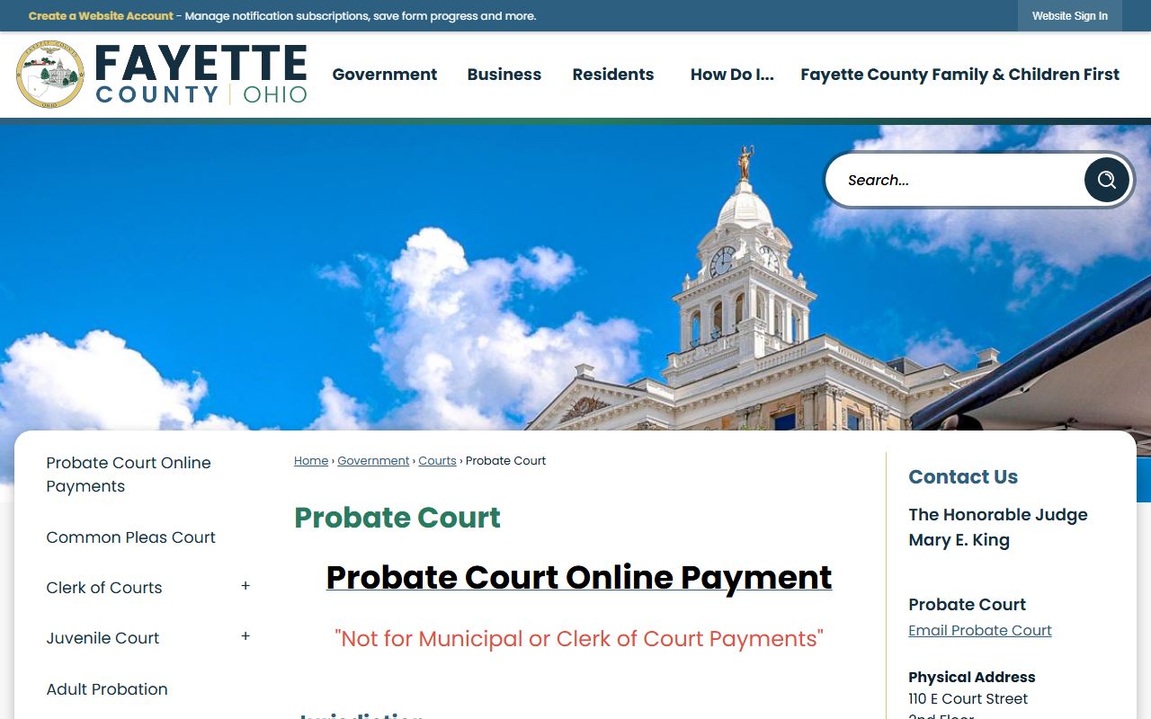 Fayette County Probate Court website for marriage records and licenses