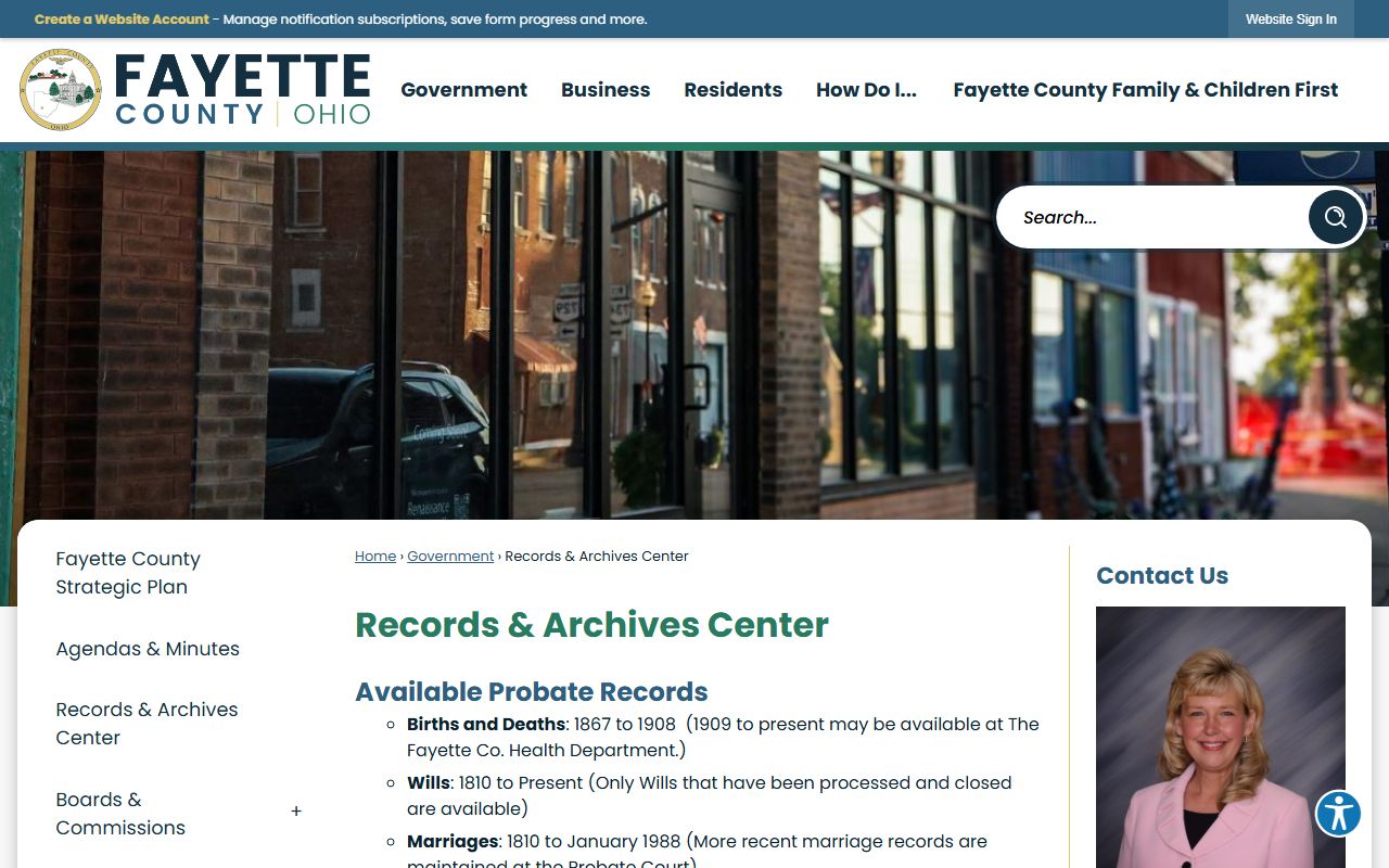 Fayette County Records and Archives Center with marriage records information