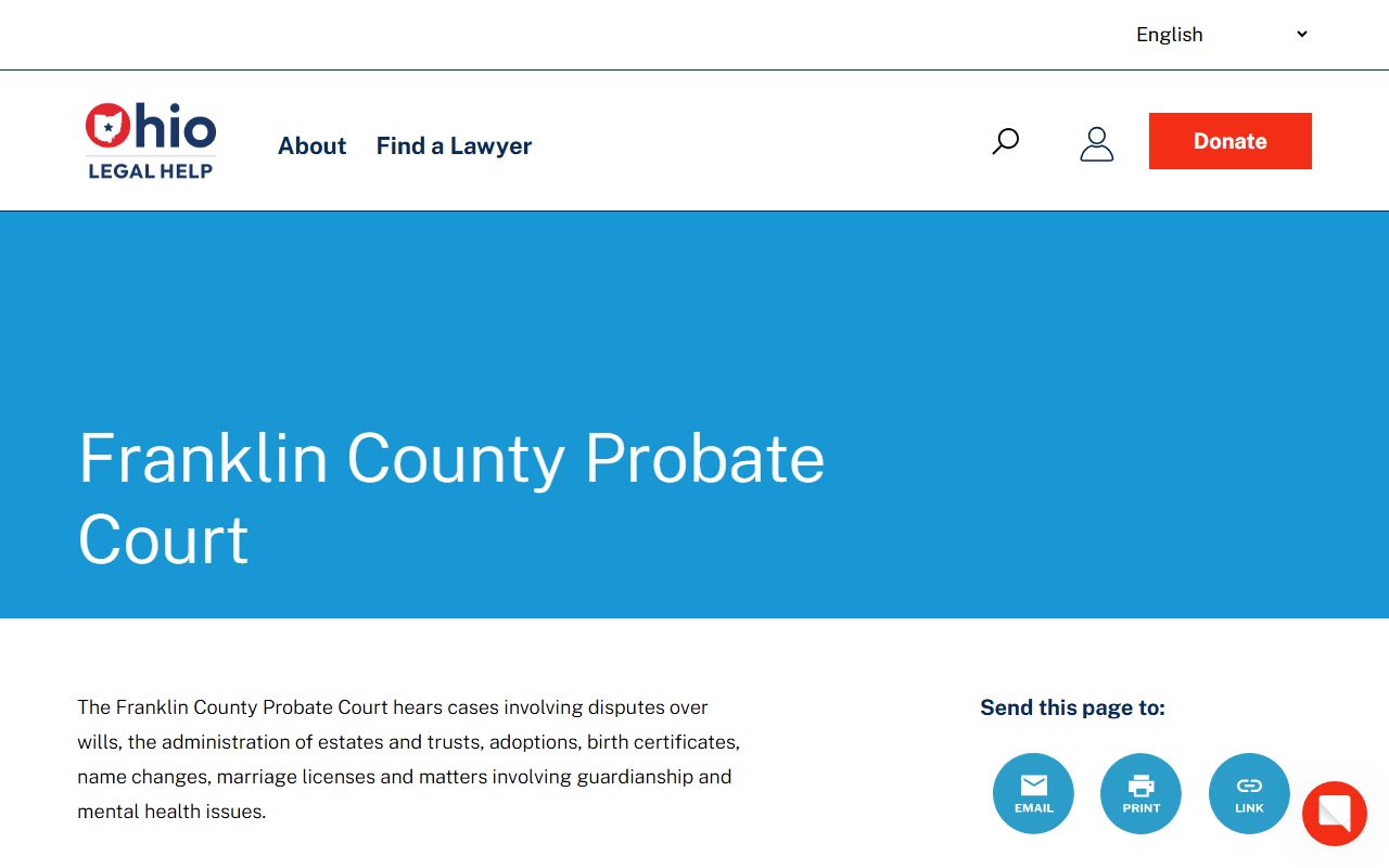 Ohio Legal Help resource page for Franklin County Probate Court