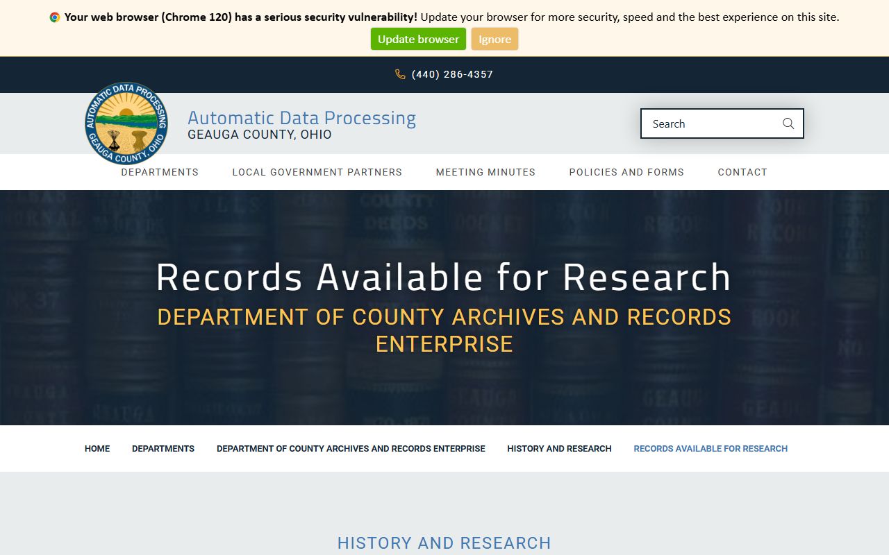 Geauga County Department of Archives and Records for marriage records research