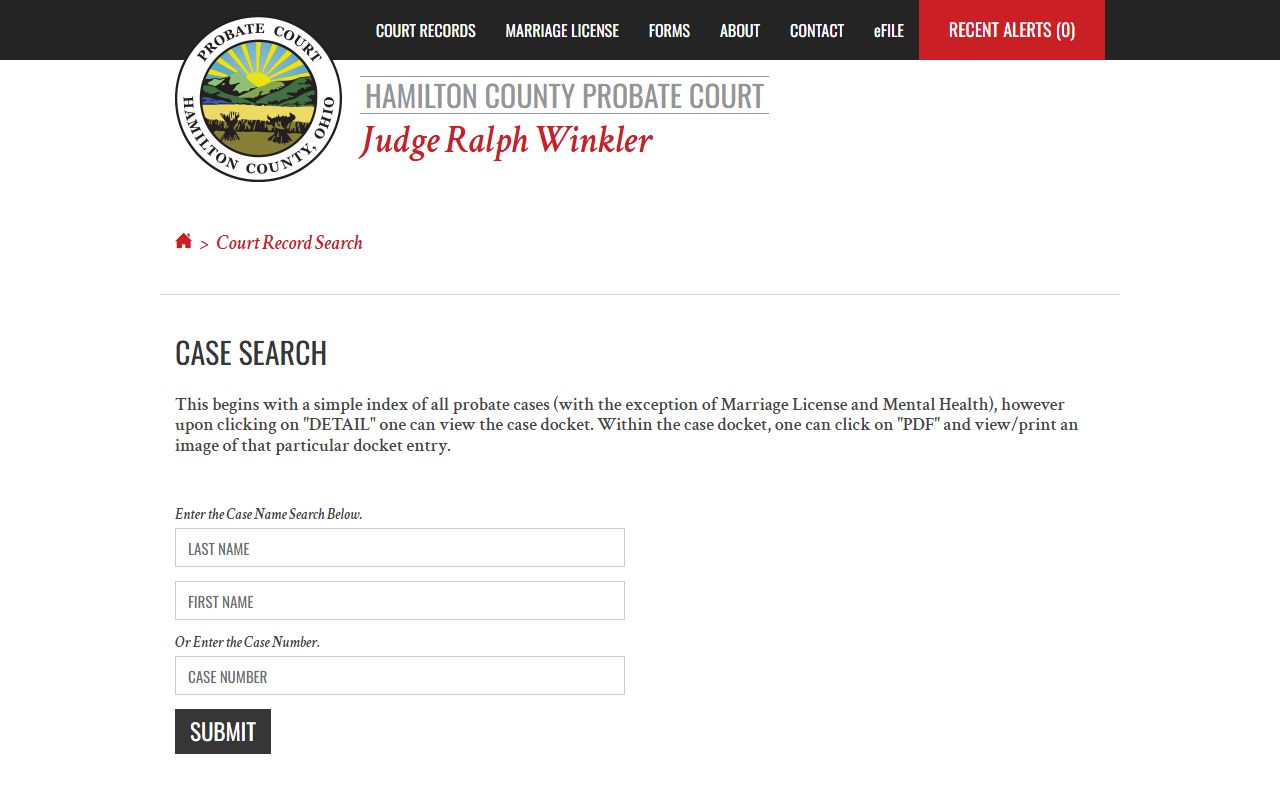 Hamilton County court record search tool for marriage records