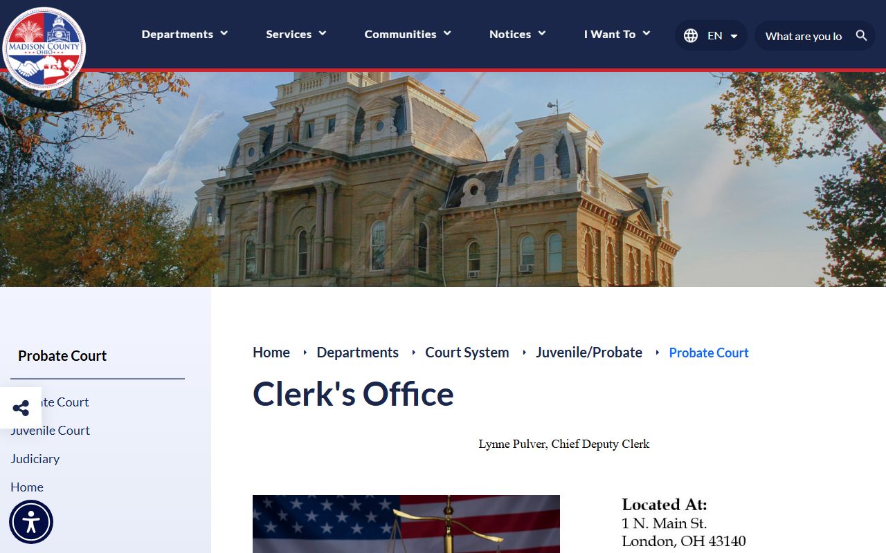 Madison County Probate Court website with marriage application and forms