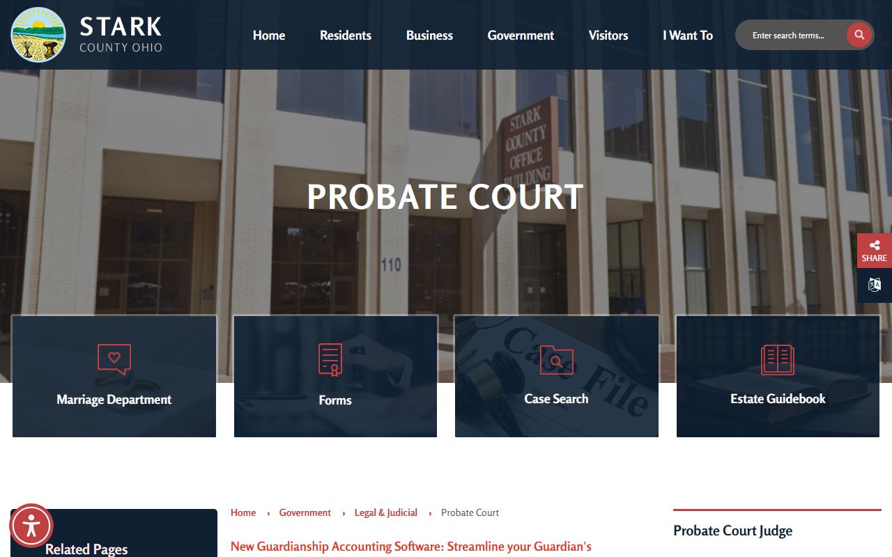 Stark County Probate Court marriage license FAQ page